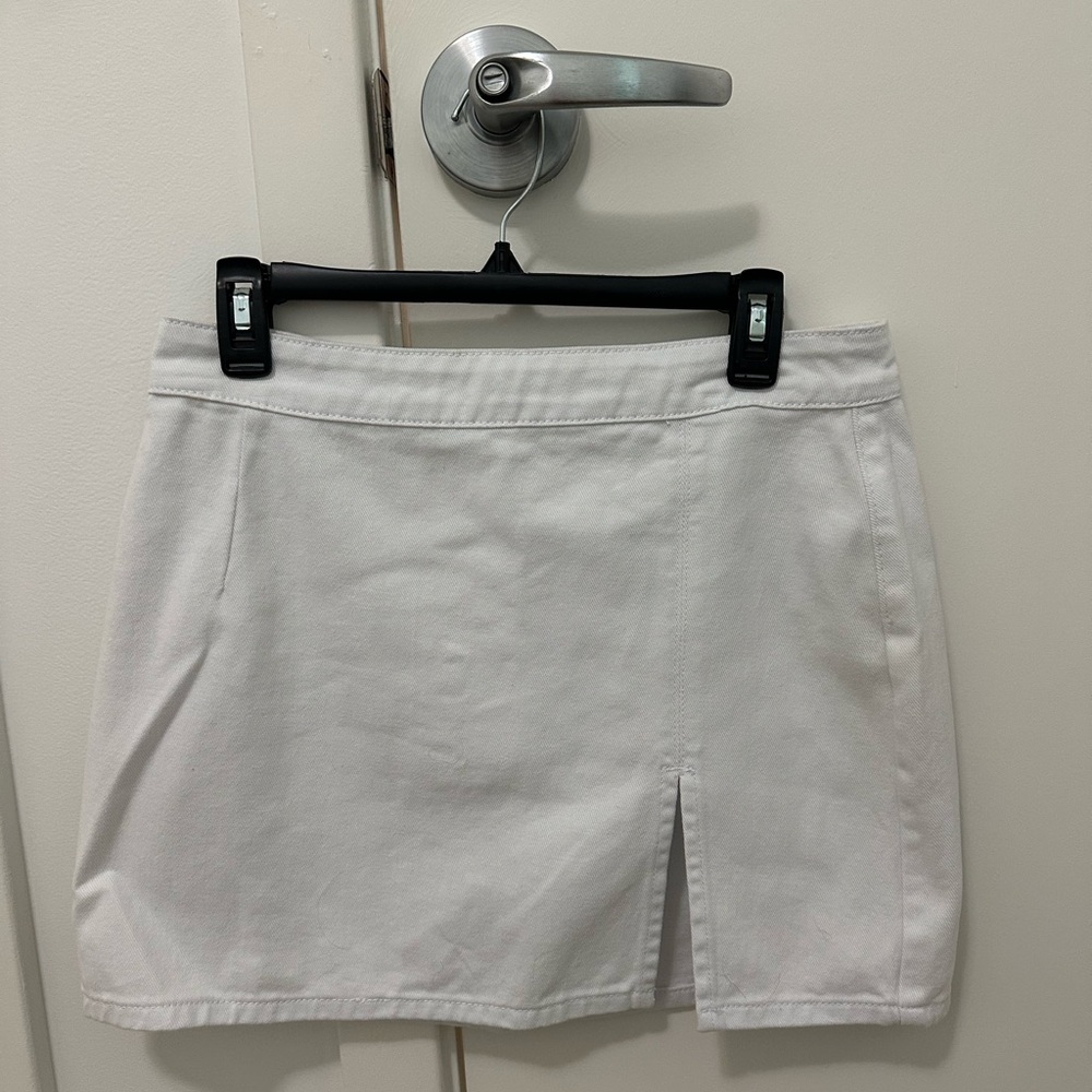 White Denim Mini Skirt